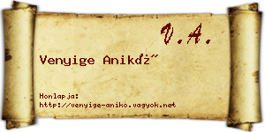 Venyige Anikó névjegykártya